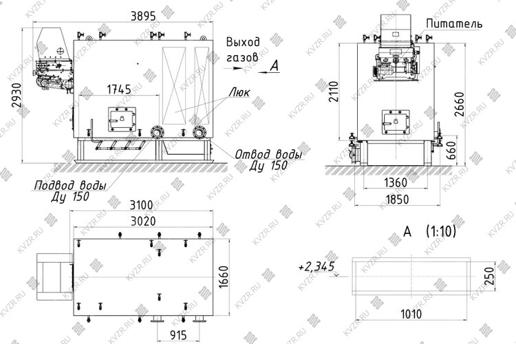 Чертеж котла КВм 2.2 с ЗП РПК