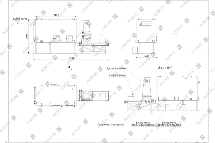 Котел на опилках 0.4 МВт чертеж
